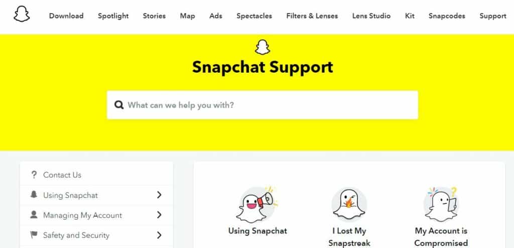 סנאפצט שירות לקוחות מרכז עזרה snapchat